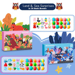 BloomFizzy bombas de baño con colores vivos y aromas envolventes para niños.