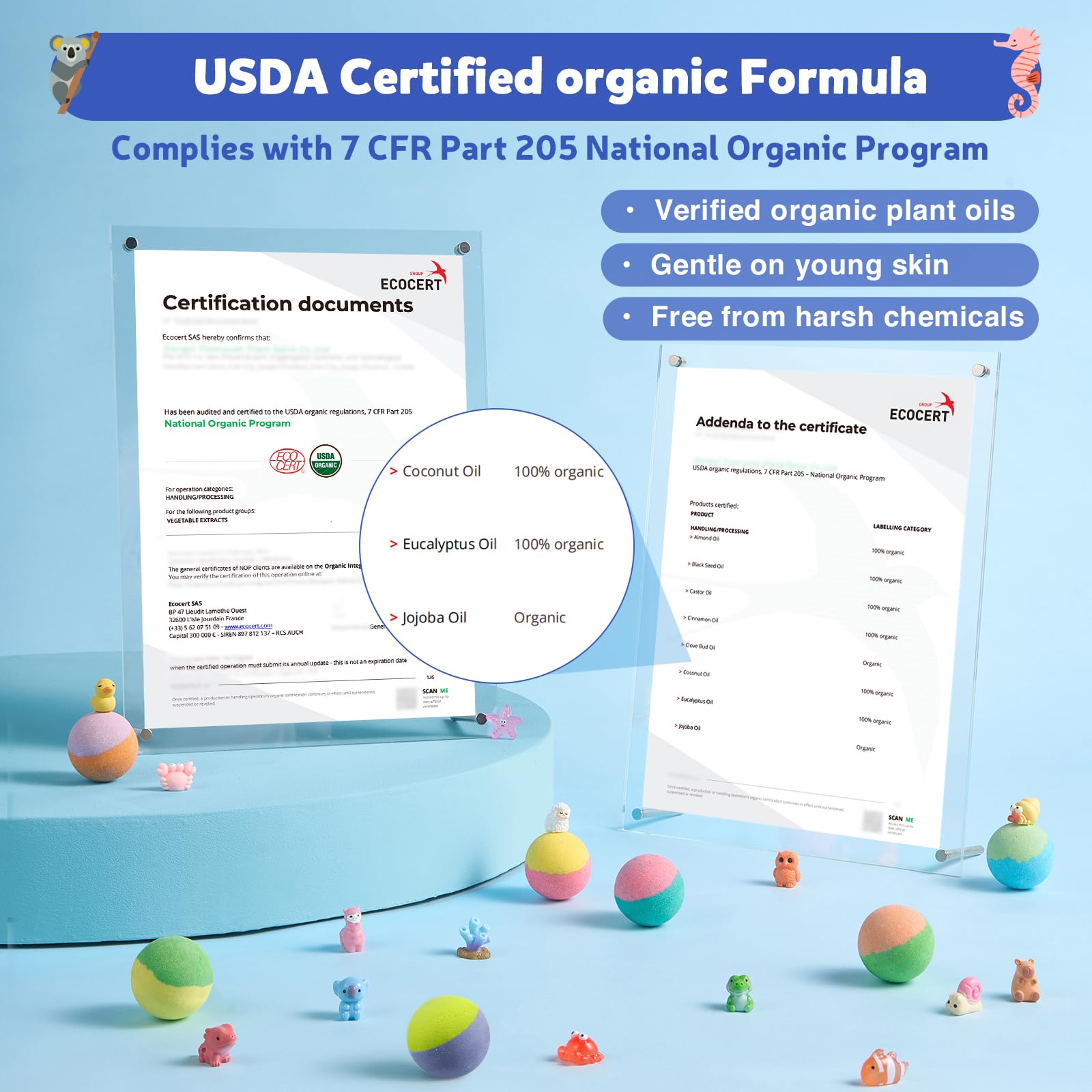BloomFizzy Skin-safe ingredients support gentle baths for children