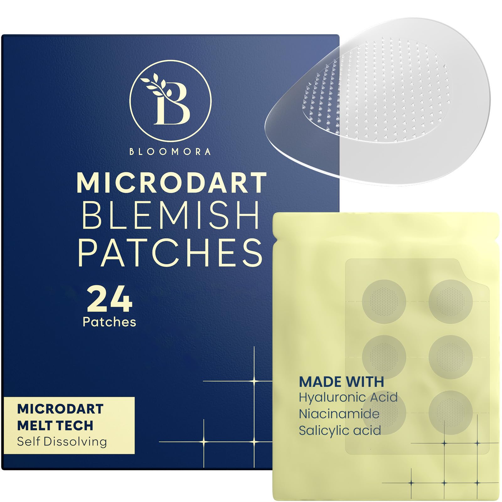 BLOOMORA Microdart patch en la cara para acné, cobertura discreta