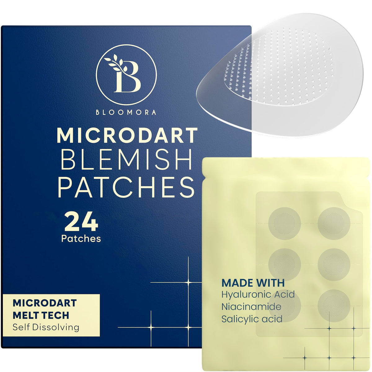 BLOOMORA Microdart patch en la cara para acné, cobertura discreta
