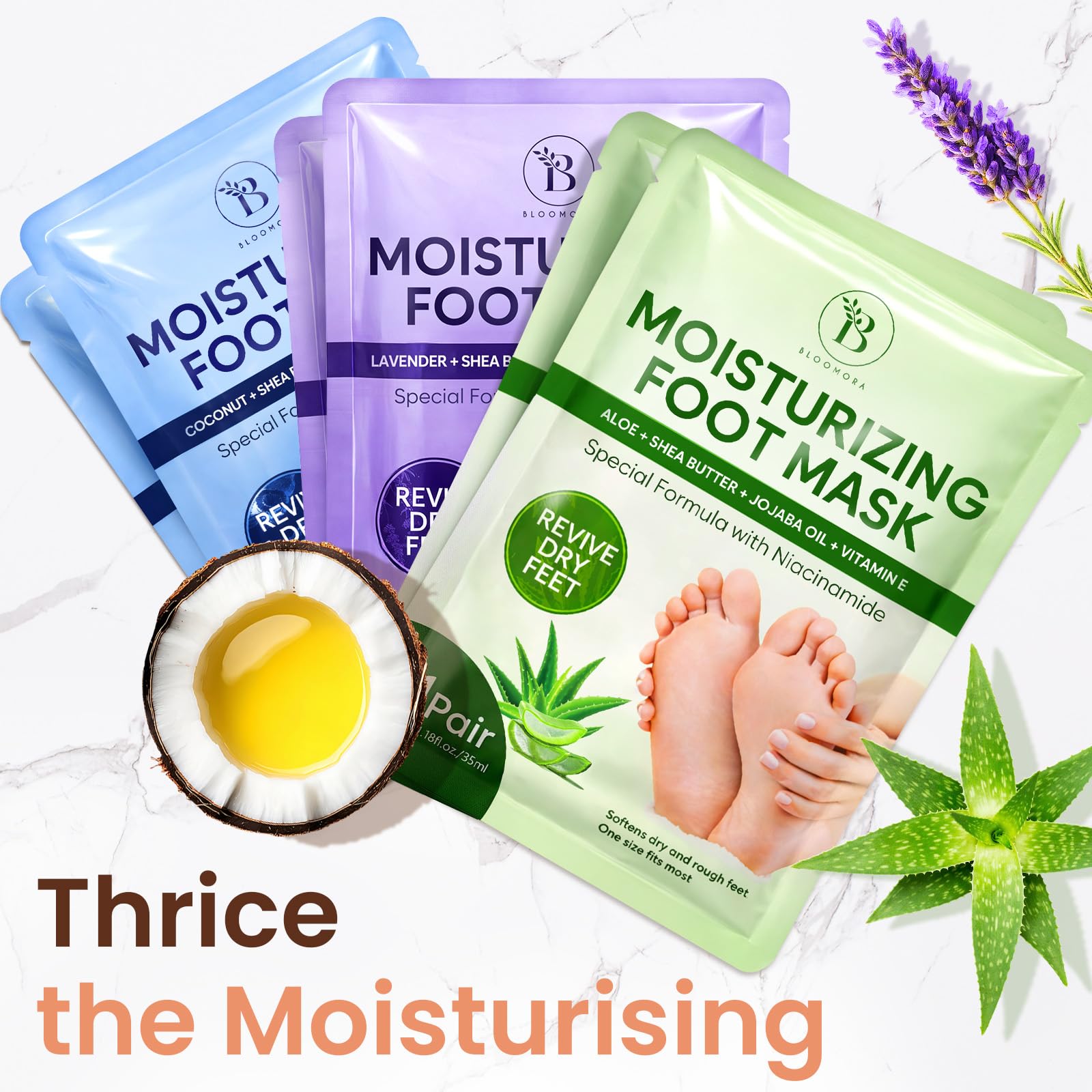 BLOOMORA vitamin E softening for smoother-feet appearance