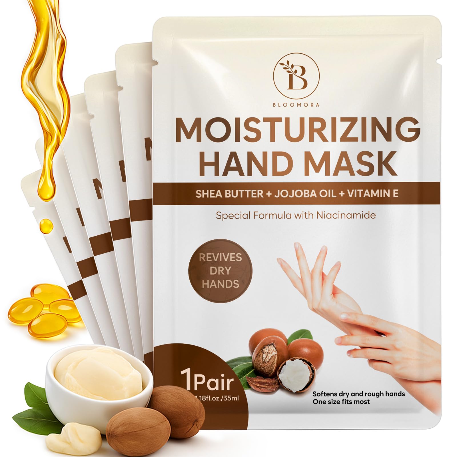 Bloomora Repairing Hand Mask for dry hands delivers deep hydration and rejuvenation.