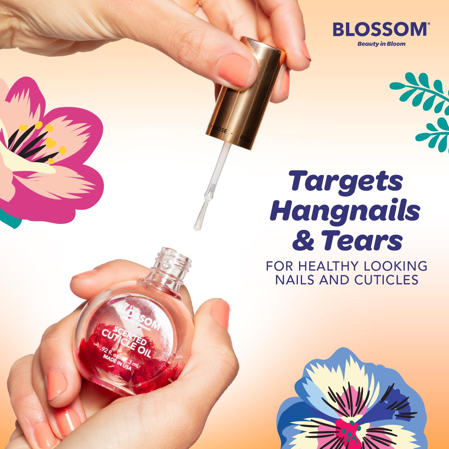 Blossom Aceite para cutículas, aromas frutales con sensación fresca