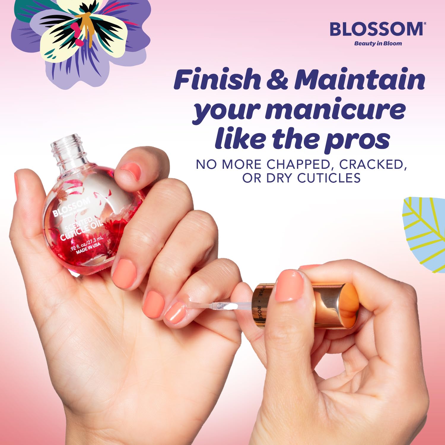 Blossom Cuticle Oil 0.5 oz size for on-the-go care.