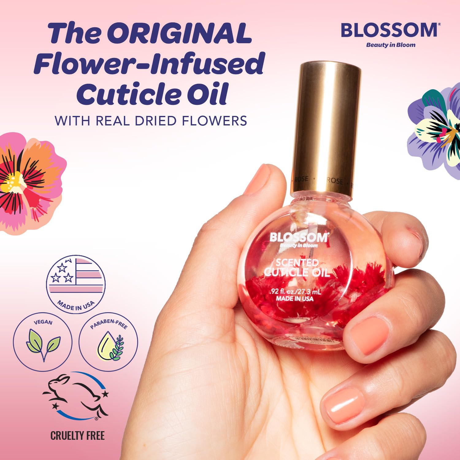 Blossom Cuticle Oil applicator tip ready for daily use.
