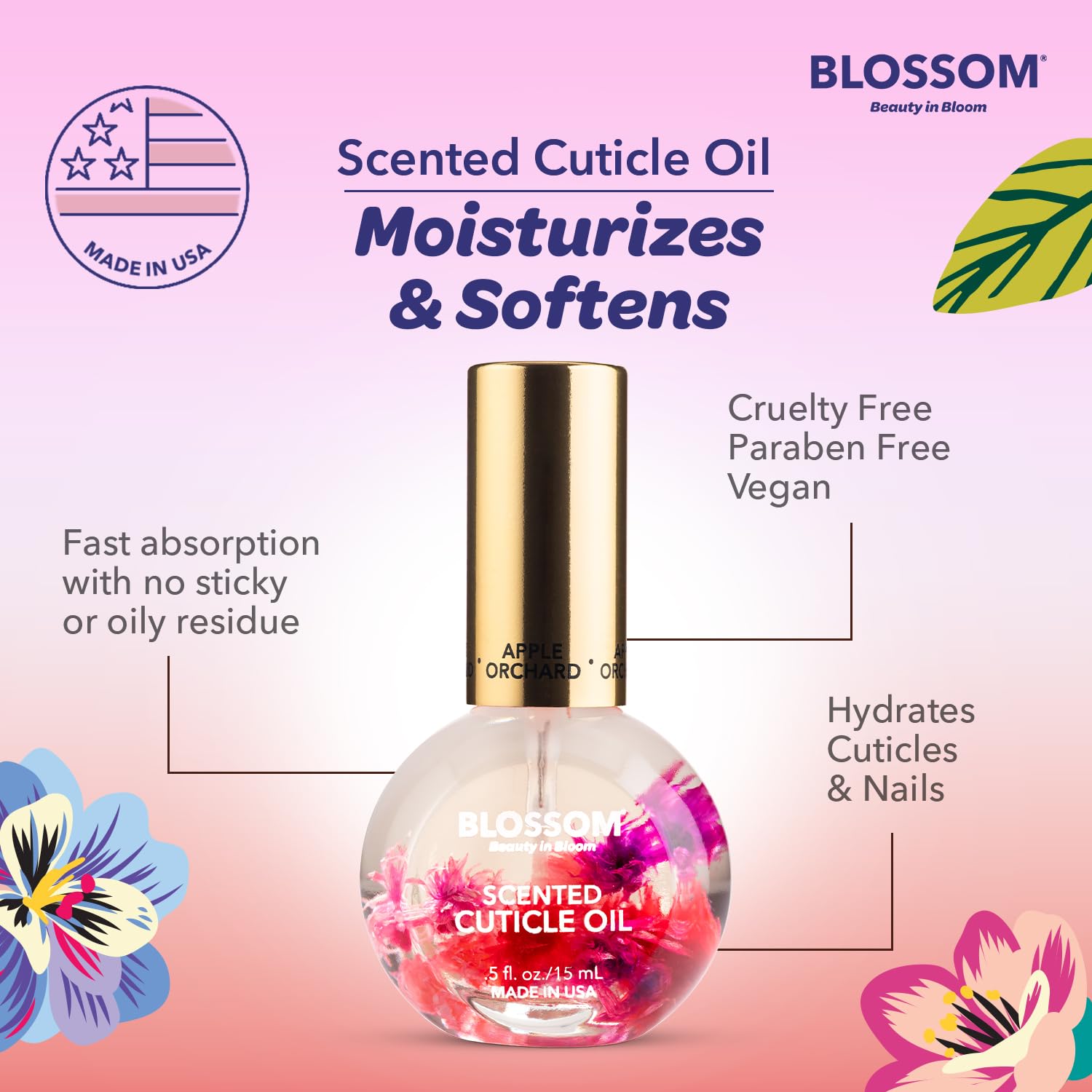 Blossom cuticle oil being applied to nails and cuticles