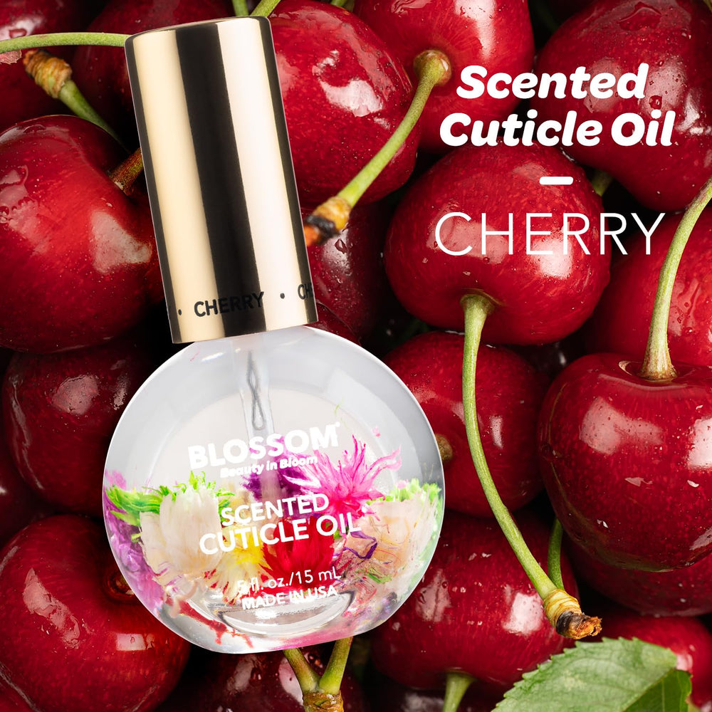Blossom Cuticle Oil label highlights USA-made, vegan and cruelty-free credentials.