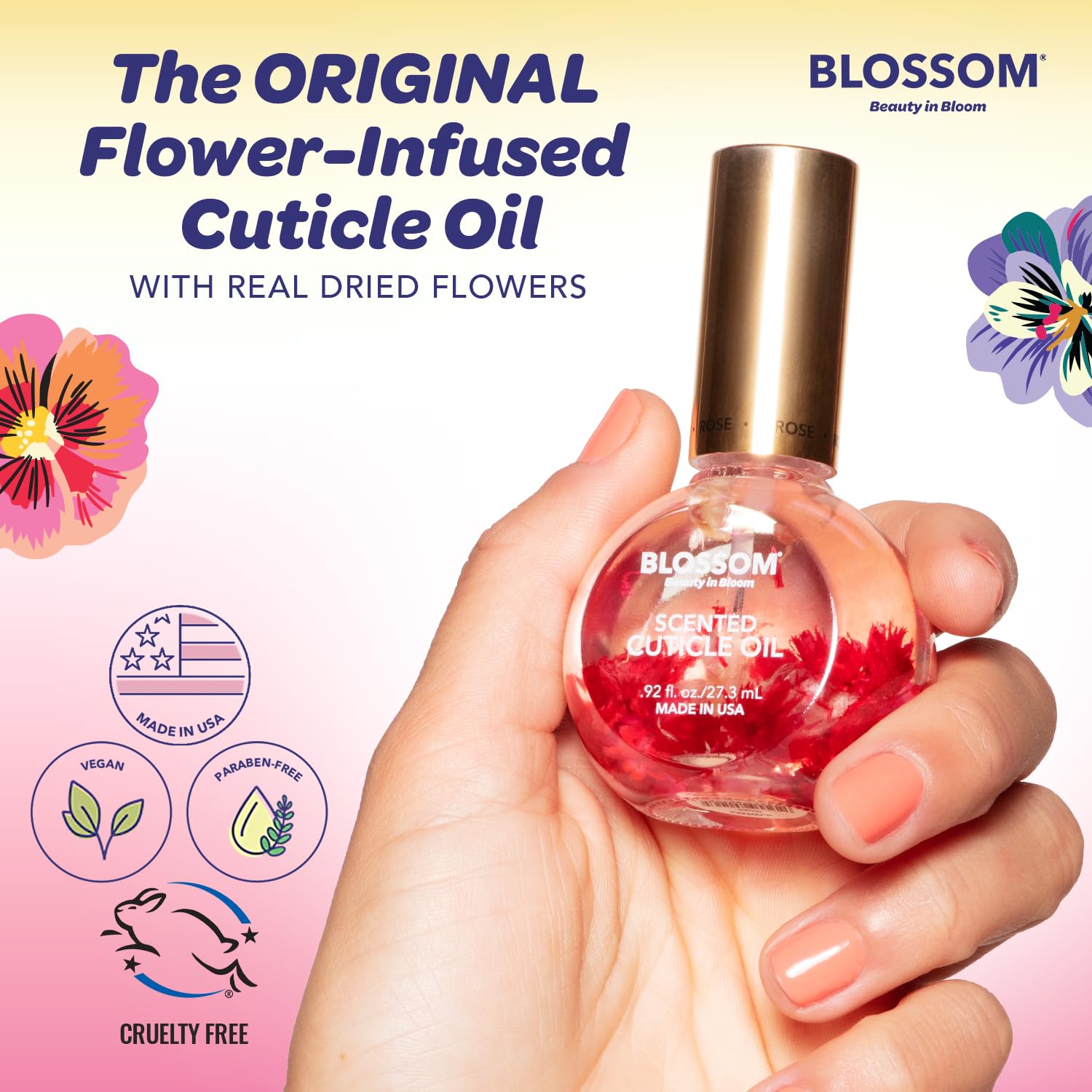 Nails getting softened with Blossom Cuticle Oil during daily routine.
