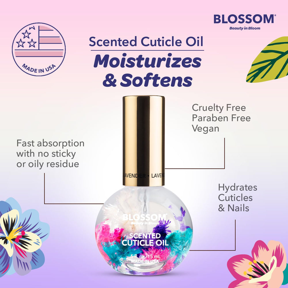 Nails receive hydration with Blossom Cuticle Oil for healthier-looking cuticles