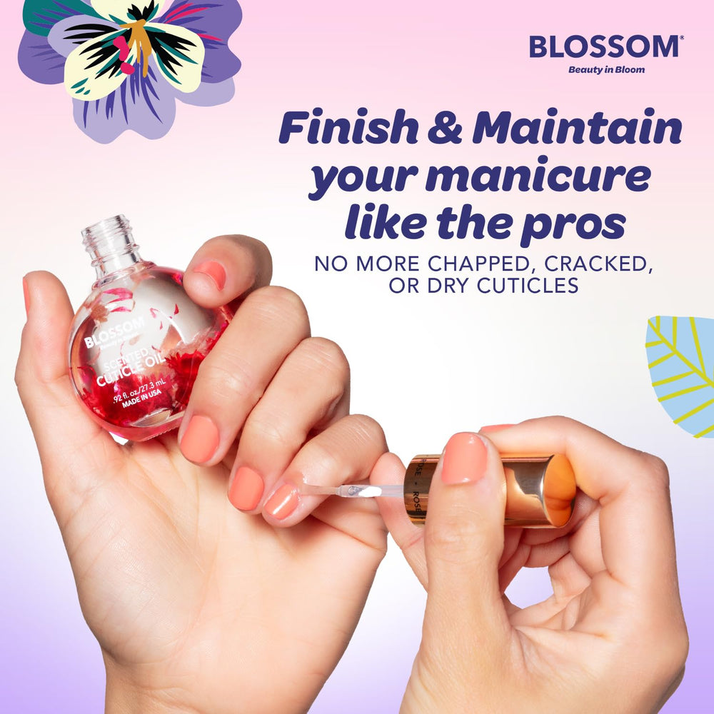 Real flowers detail in Blossom Cuticle Oil for luxurious sensory experience