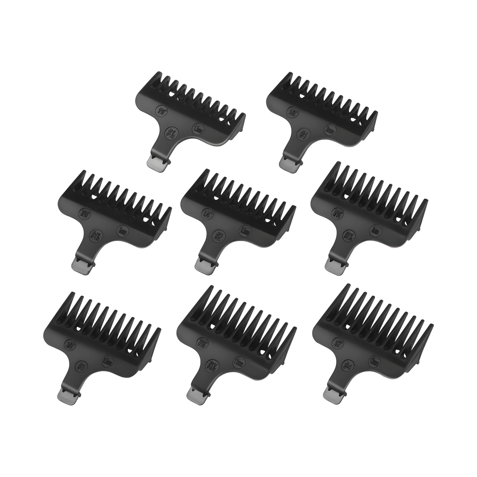 BLOTMS 8-piece guard set attached to Wahl 40mm T-blade for precise trimming