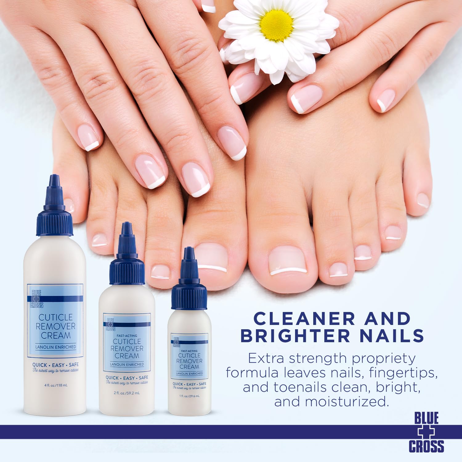 Applying Blue Cross cream to cuticles for smoother nails