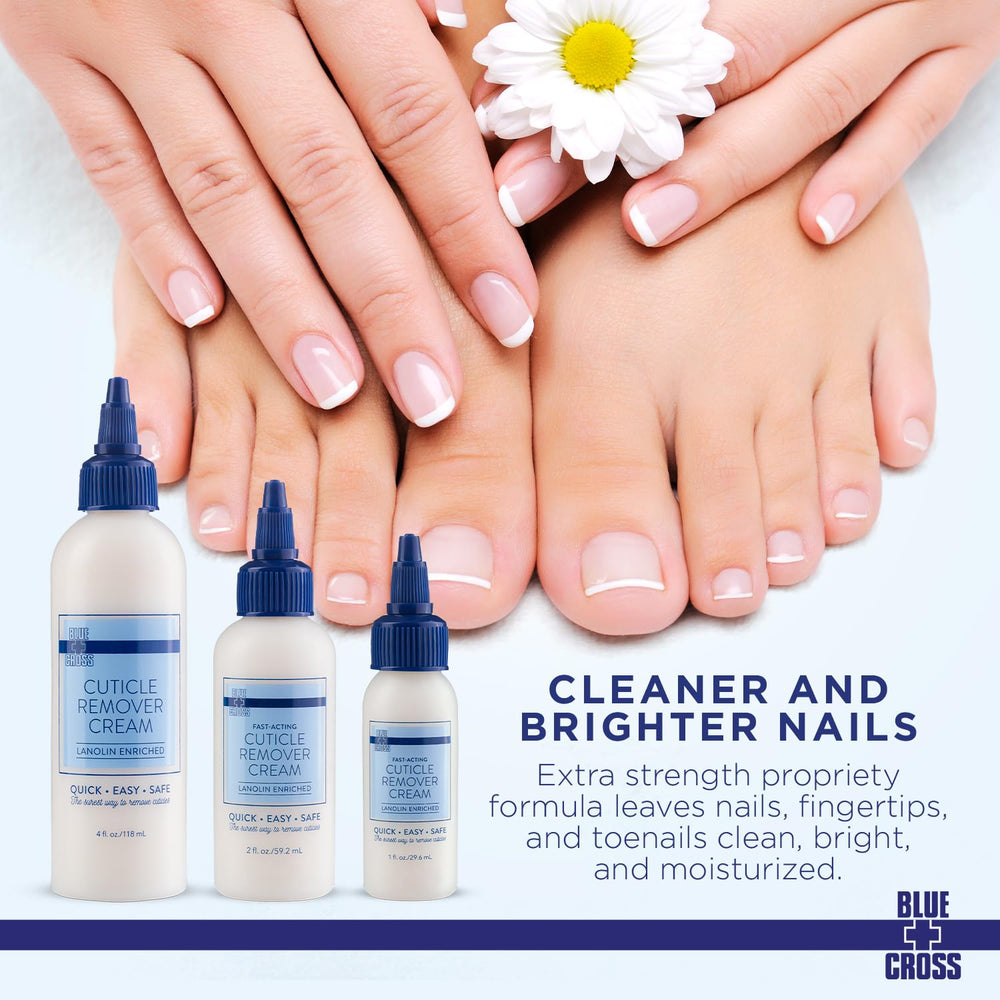 Applying Blue Cross cream to cuticles for smoother nails