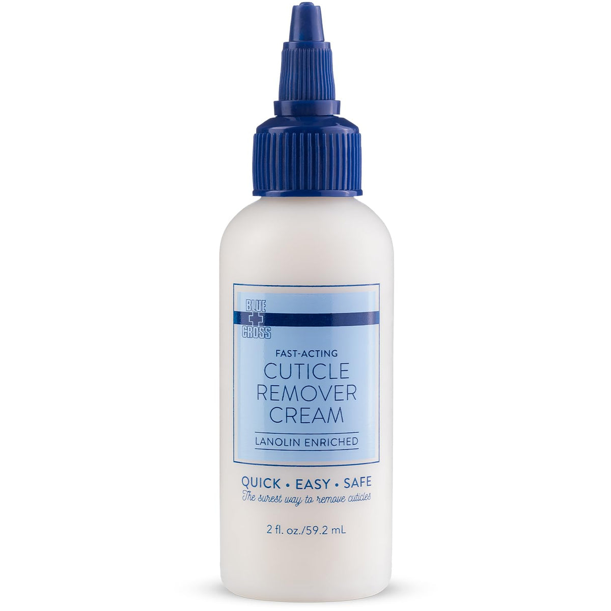 Blue Cross cuticle remover cream bottle for quick home cuticle care