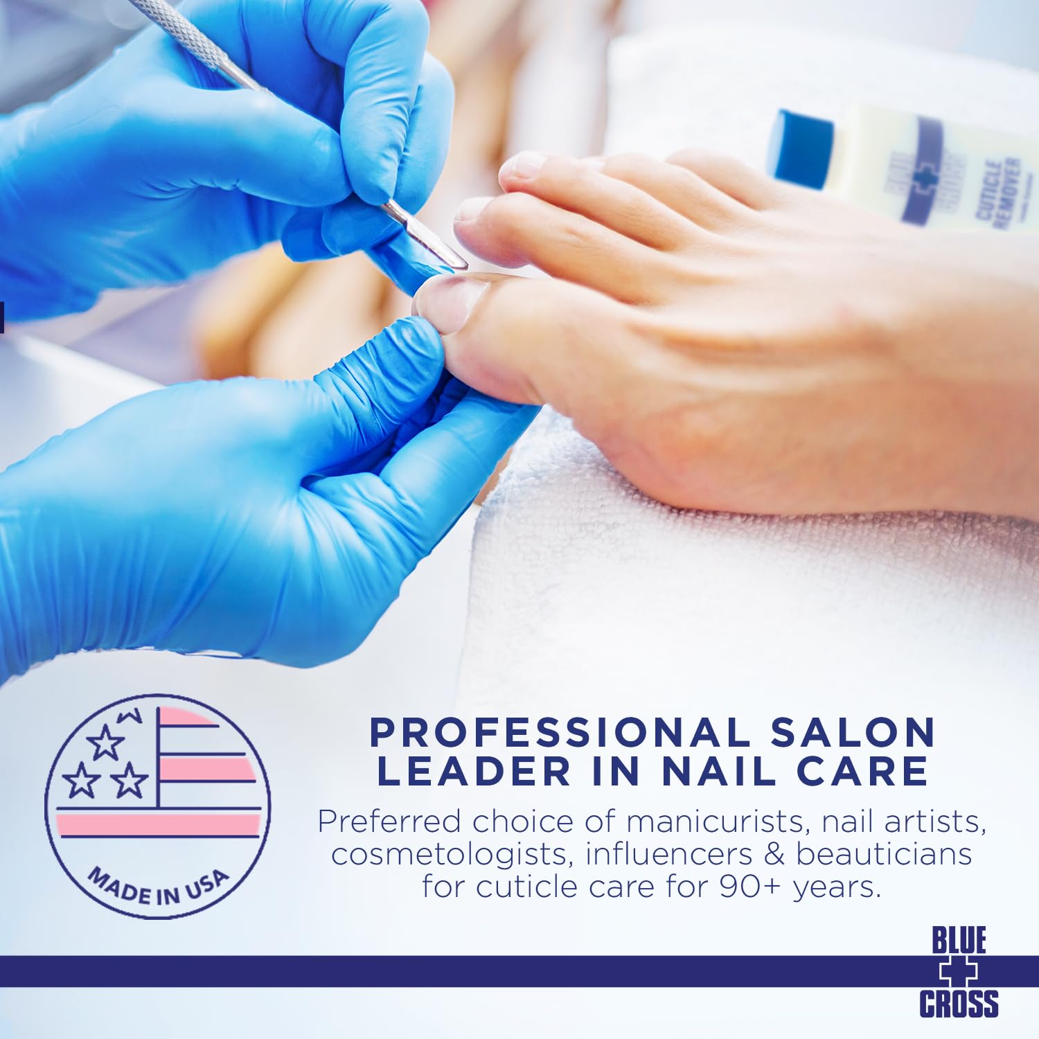 Blue Cross nail care line packaging featuring diverse products.