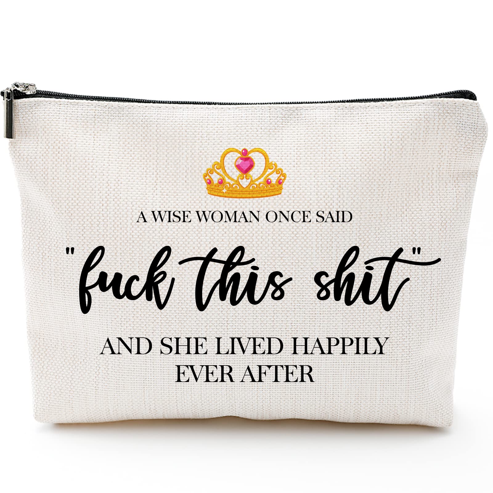 Blue Leaves cosmetic bag with funny print, ideal for travel and gifting.