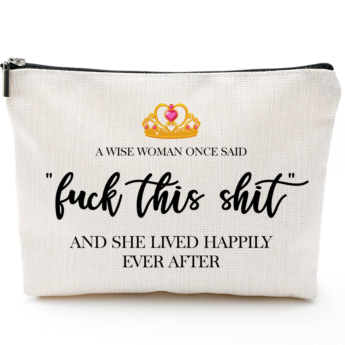 Blue Leaves cosmetic bag with funny print, ideal for travel and gifting.