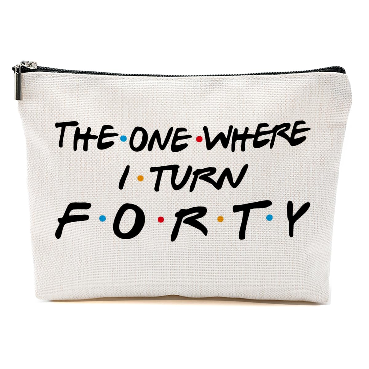 Blue Leaves funny 40th birthday makeup bag with double-sided print for daily cosmetics