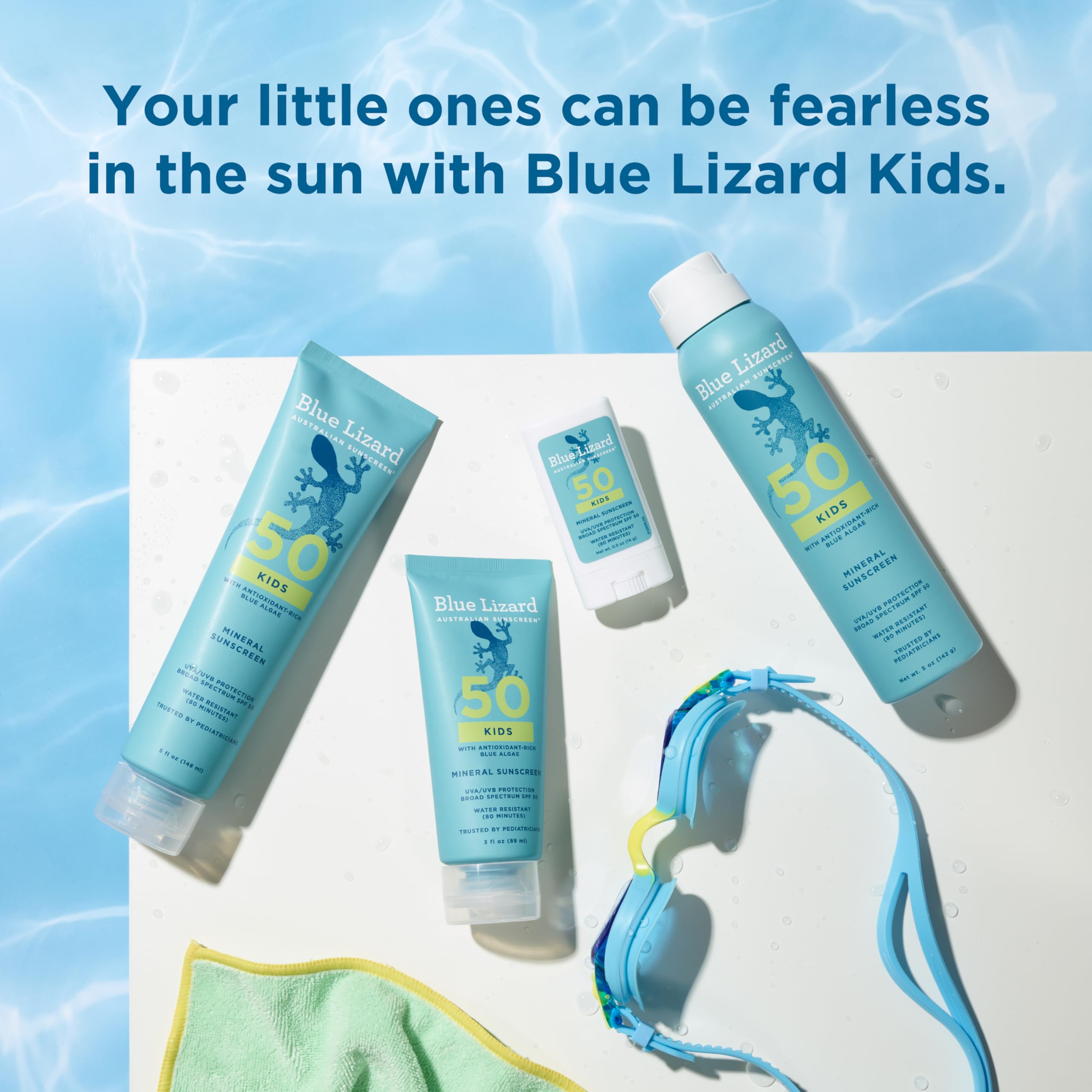Blue Lizard Kids Mineral SPF 50: protección resistente al agua para juegos