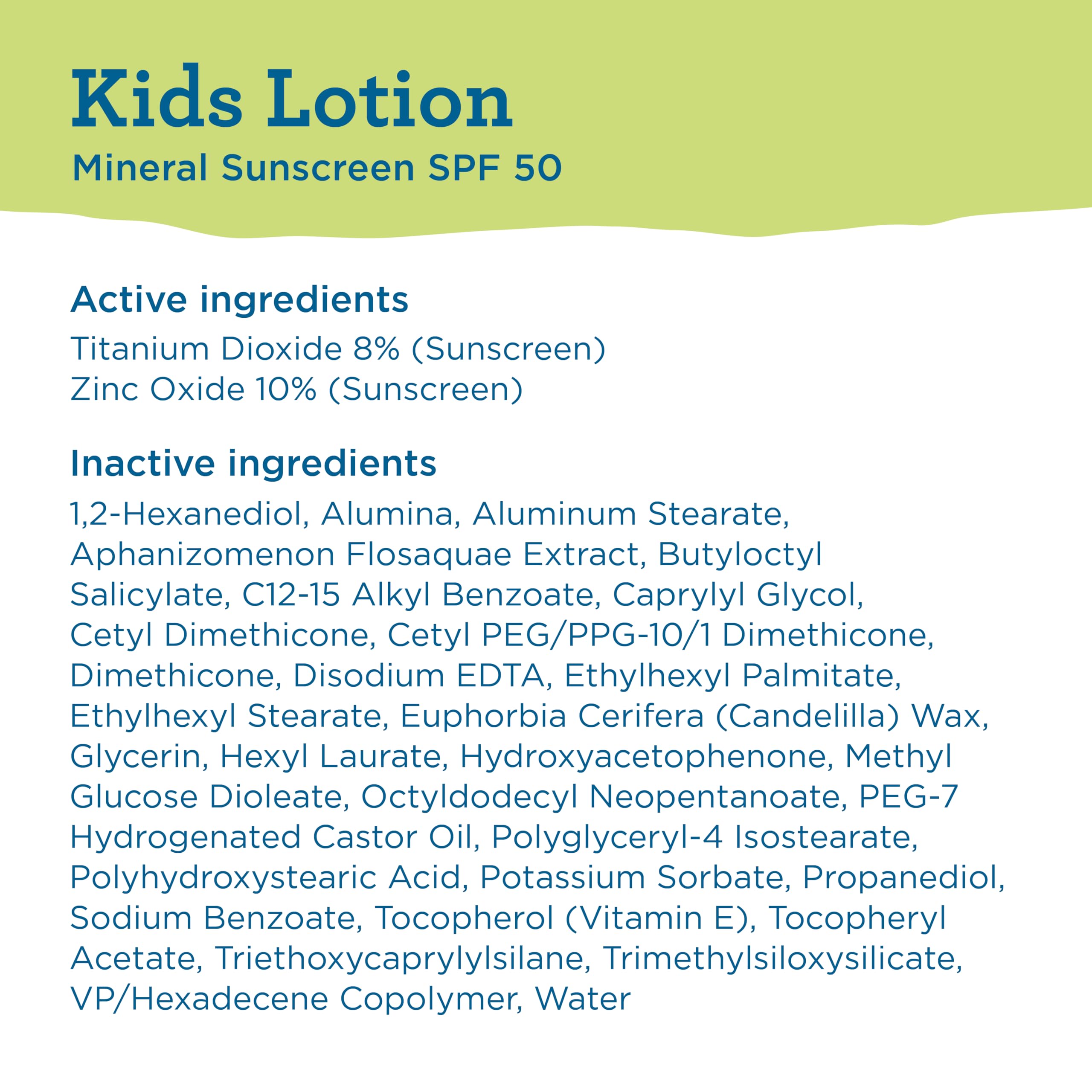 Blue Lizard Kids Mineral SPF 50, sin oxybenzone ni octinoxato para el cuidado del arrecife.