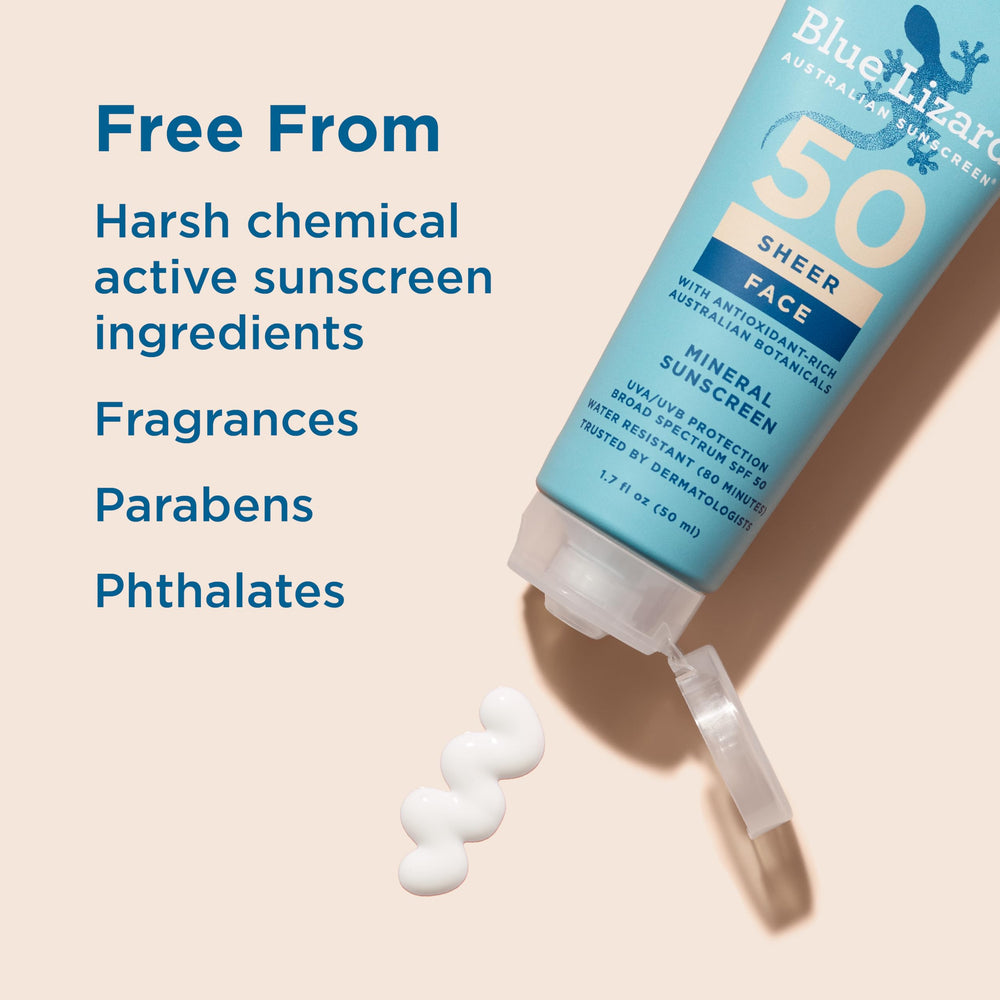 Blue Lizard Sheer Face SPF 50: libre de fragancias y parabenos