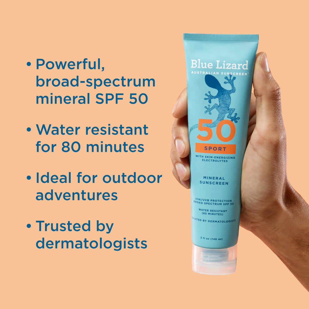 BLUE LIZARD Sport Mineral SPF 50, aplicación en piel para entrenar con protección