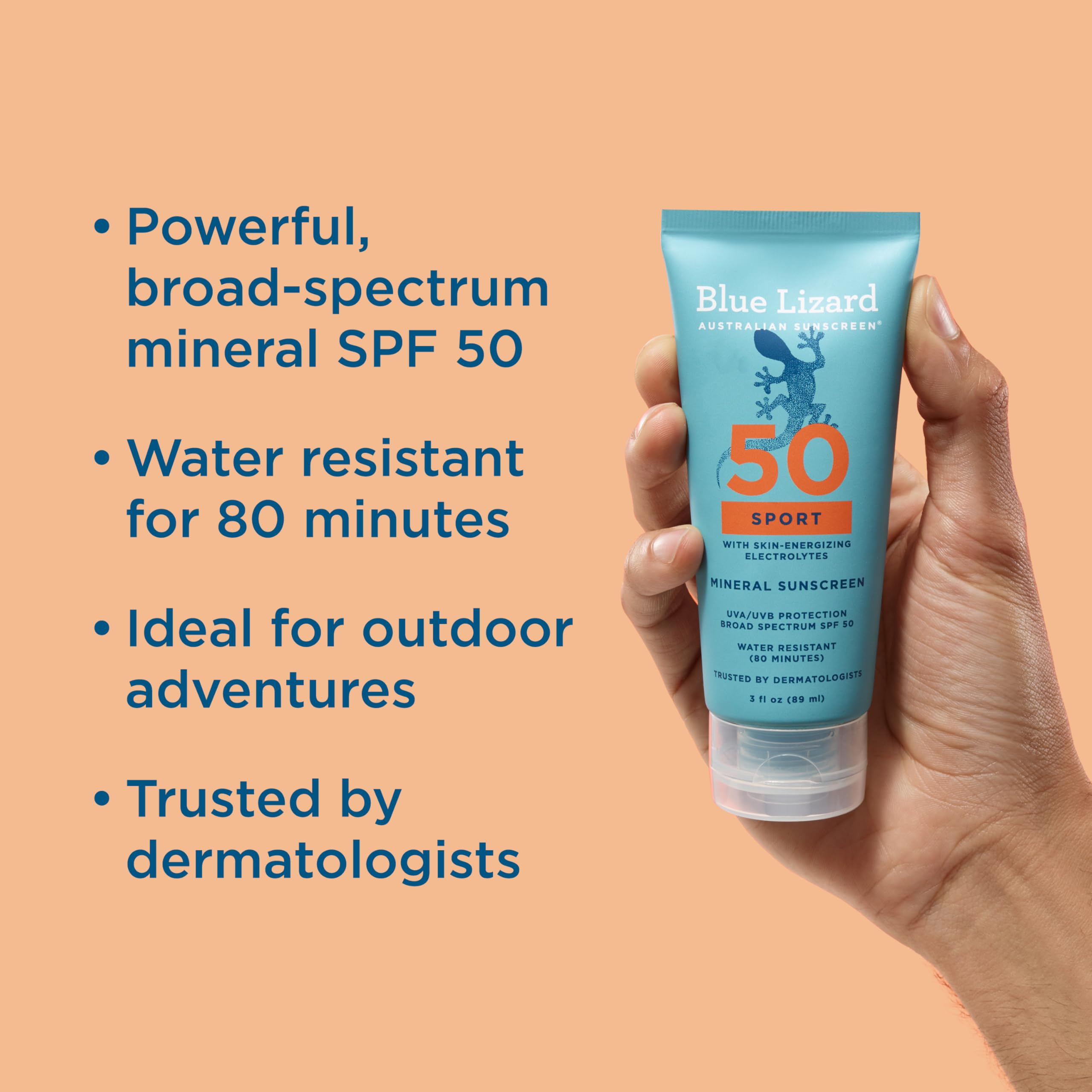 Aplicación suave de Blue Lizard Sport Mineral SPF 50 loción para entrenamientos intensos.