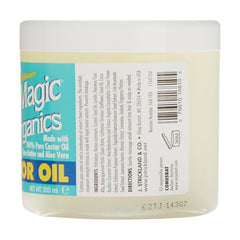 Blue Magic Aceite de ricino aplicado en cuero cabelludo para suavidad.