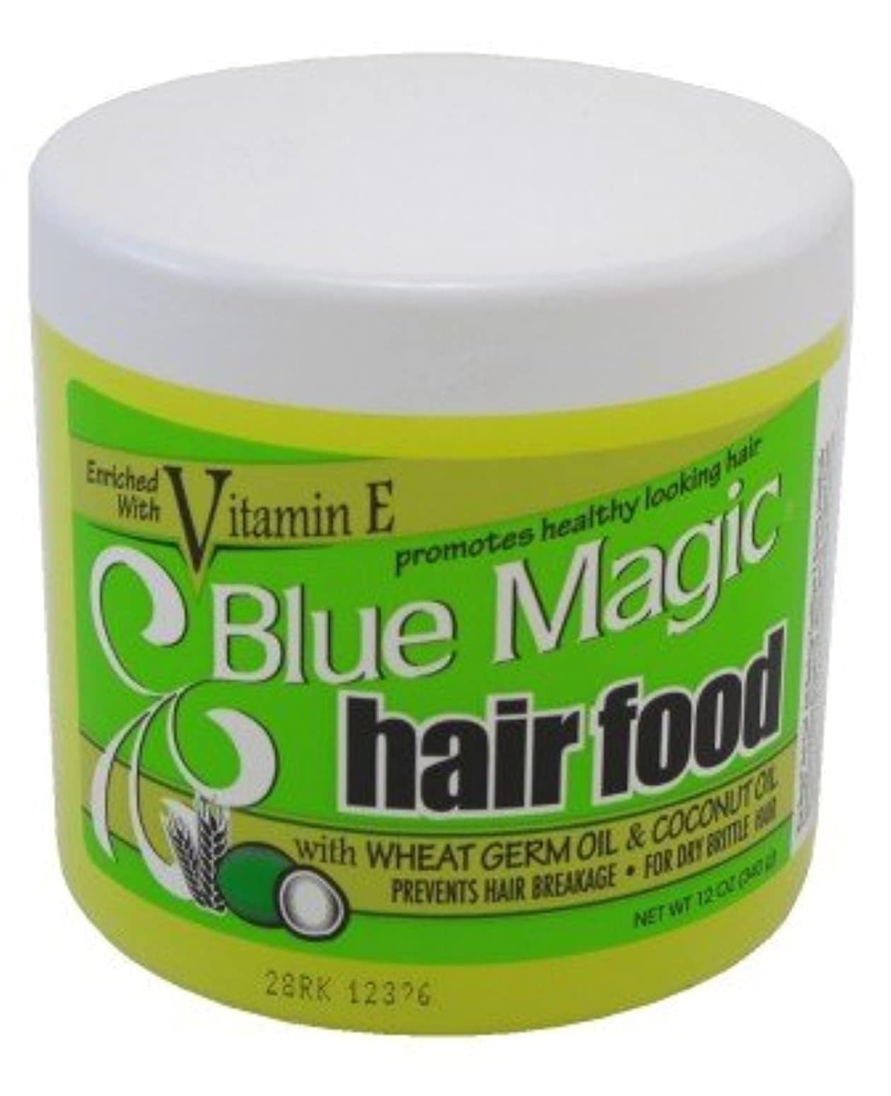 Blue Magic Hair Food Coconut bottle close-up showing rich moisture for healthier-looking hair.