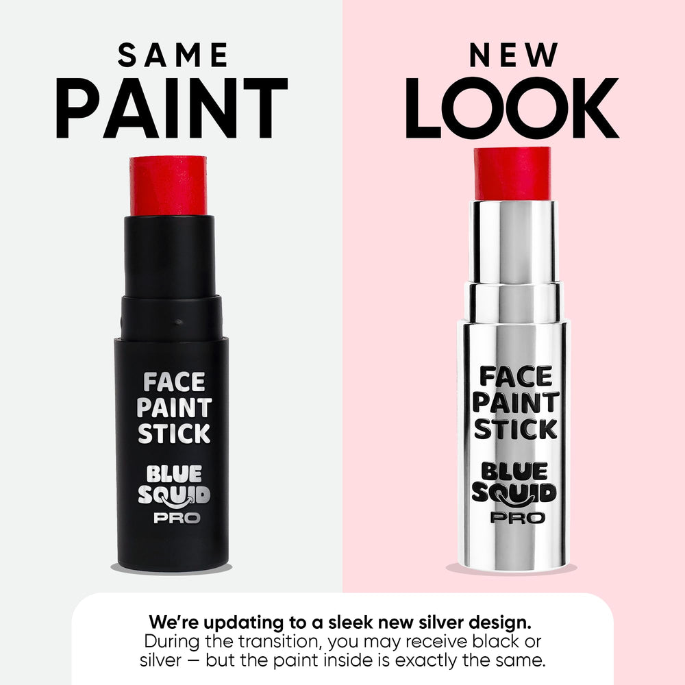 Blue Squid PRO red face paint stick swatch demonstrates vivid eye black color