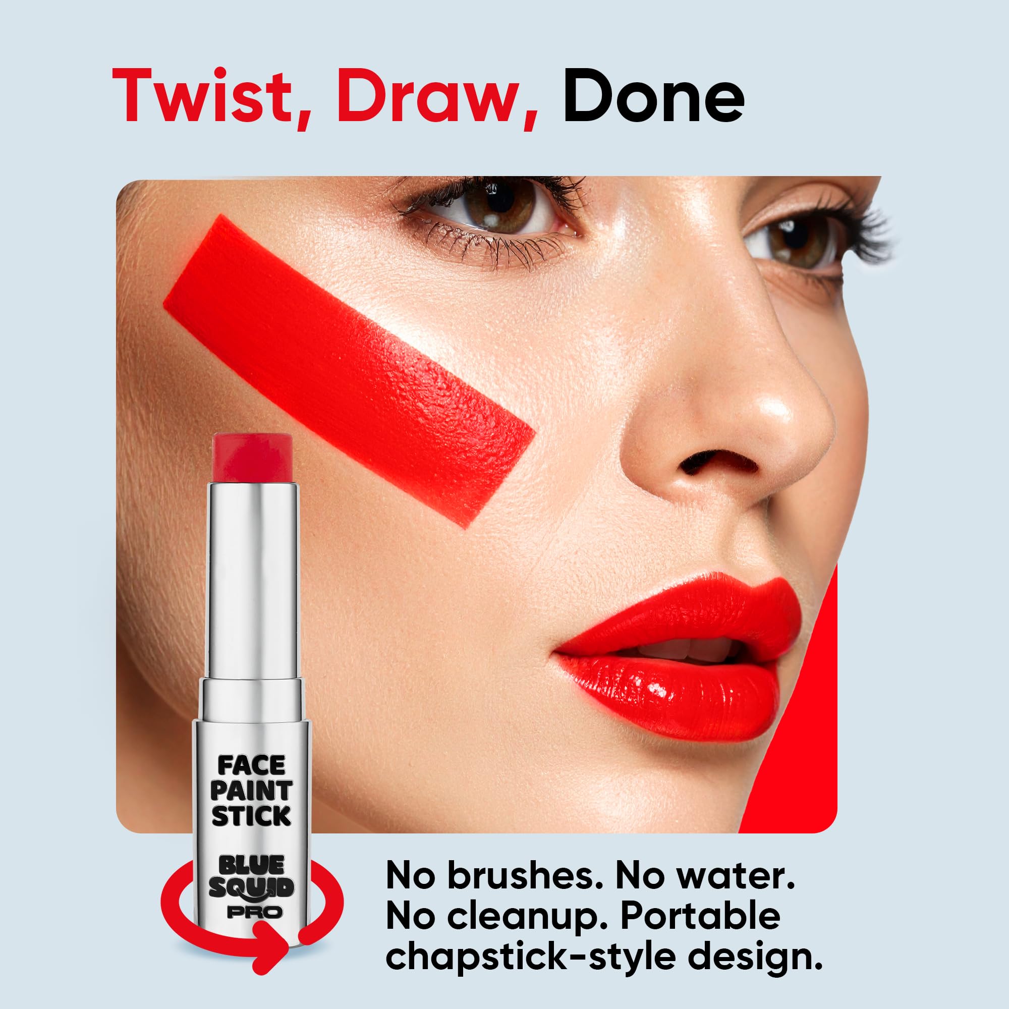 Blue Squid PRO red face paint stick enhances cosplay makeup looks