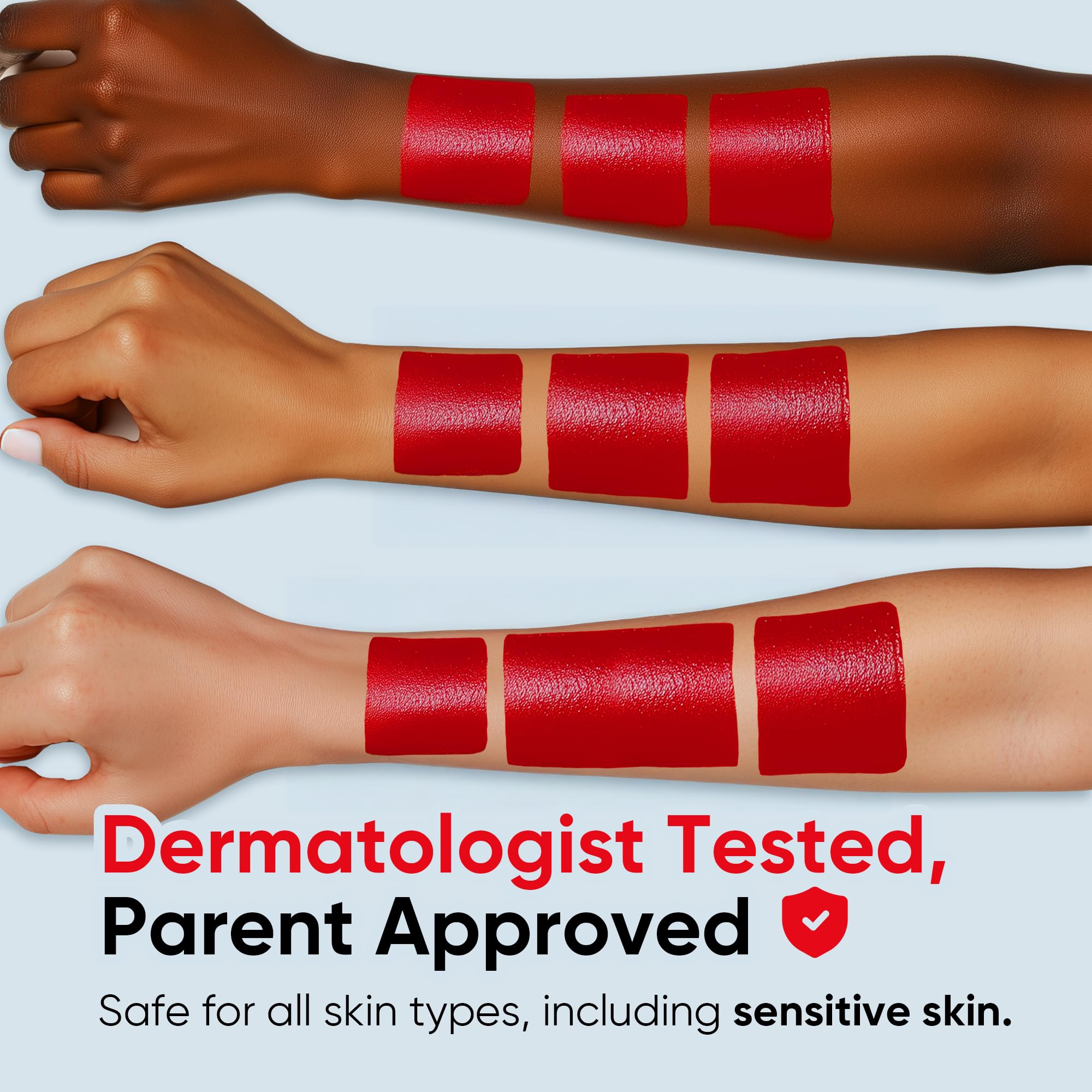 Blue Squid PRO red face paint stick removes easily with makeup remover