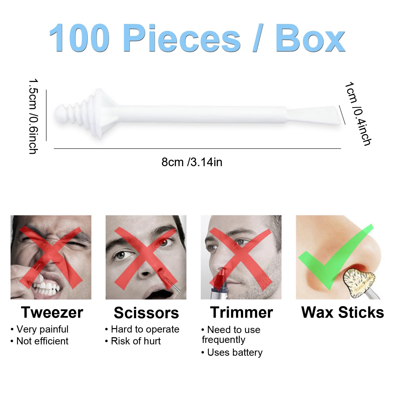 BlueZOO nose wax sticks 8 cm length fits most nostrils
