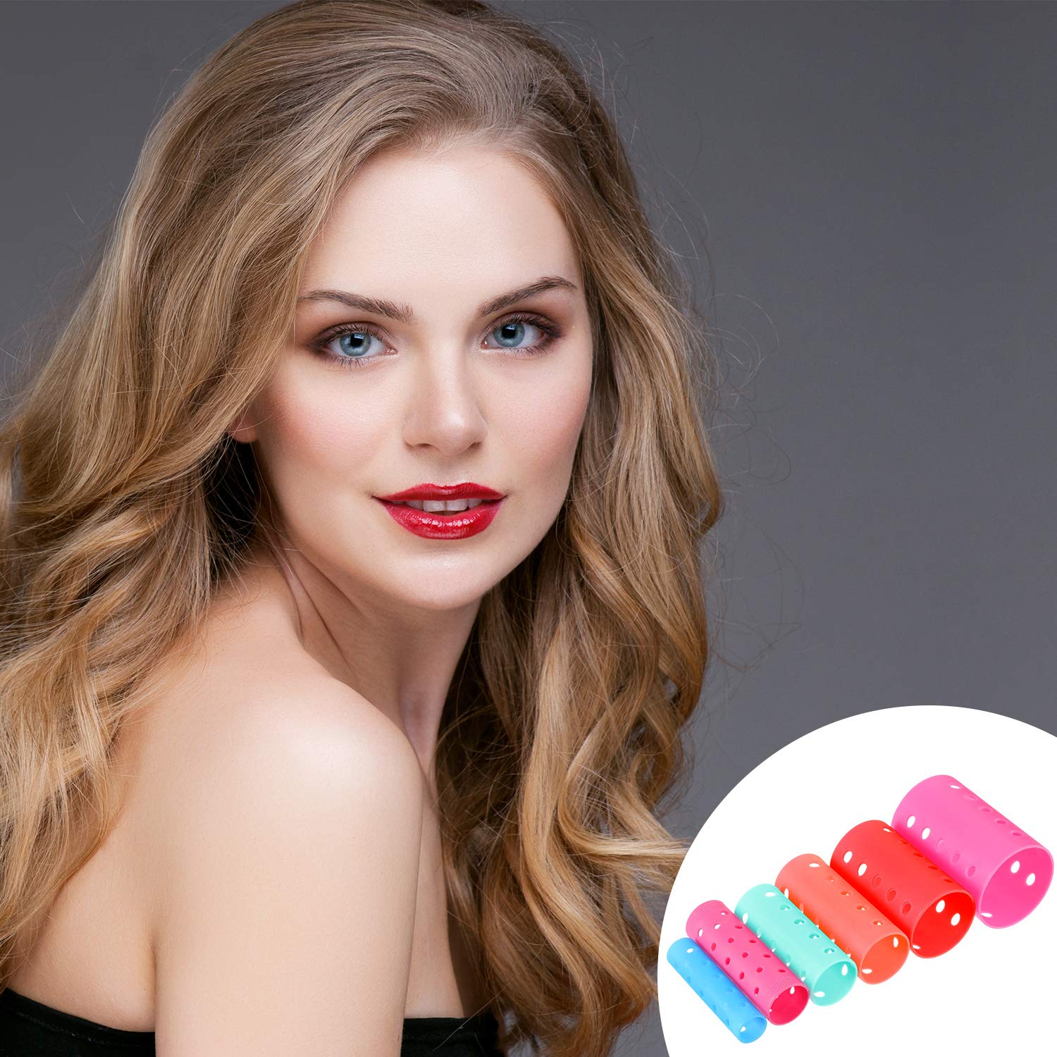 Blulu bangs roll helper demonstrates makeup prep and styling with rollers