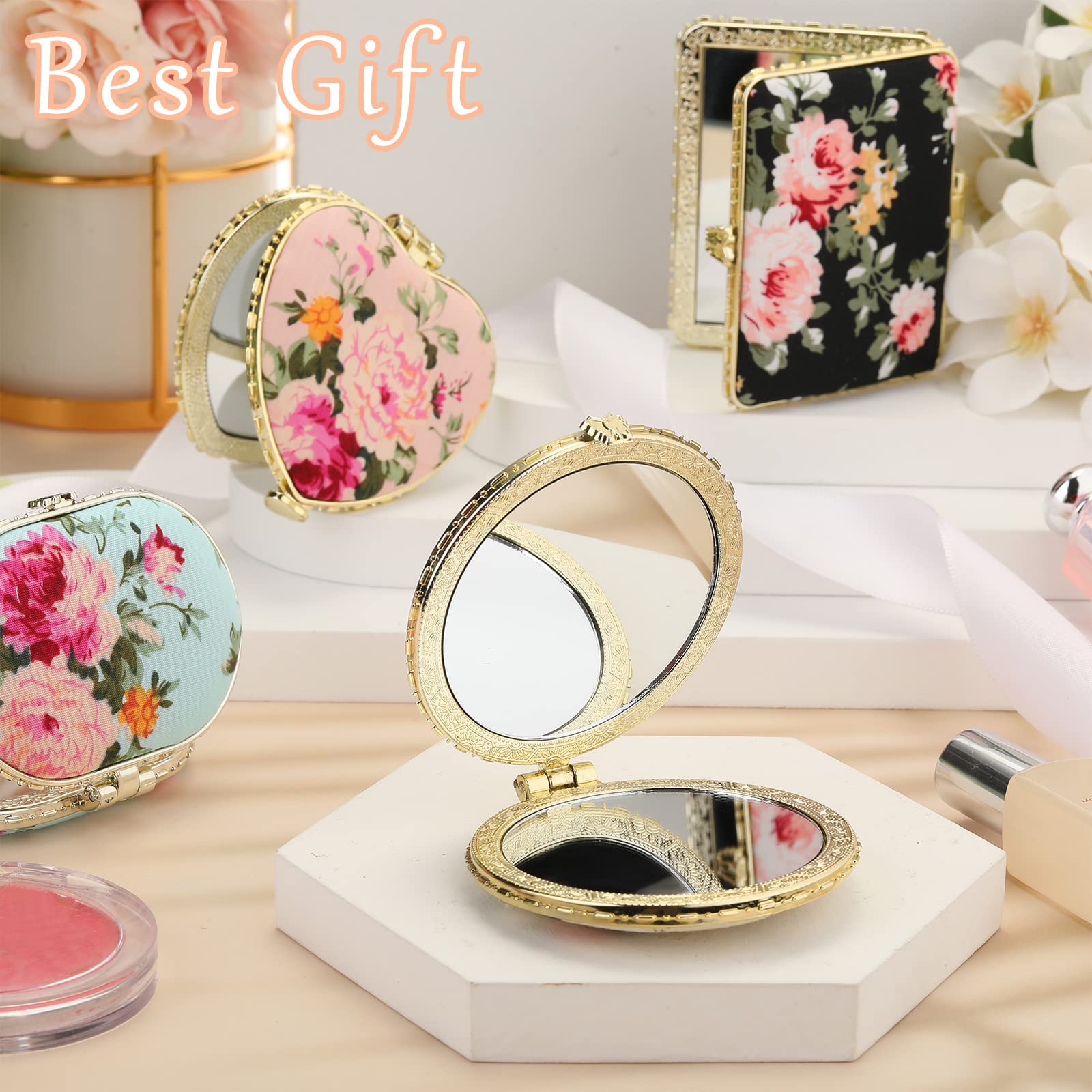 Blulu floral retro compact mirror gift set for stylish gifting.