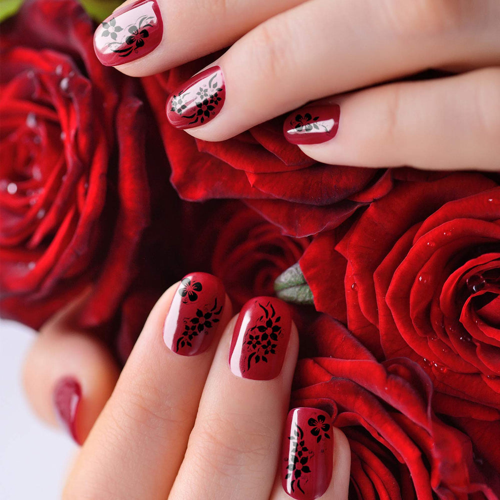 Blulu Flower Nail Stickers 3D effect adds depth to manicure looks.