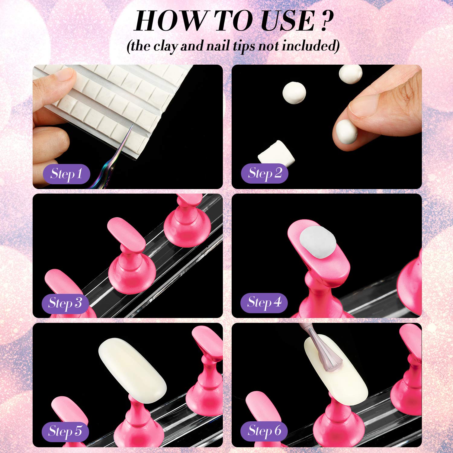 Blulu magnetic nail tip display black stand for salon-style practice.