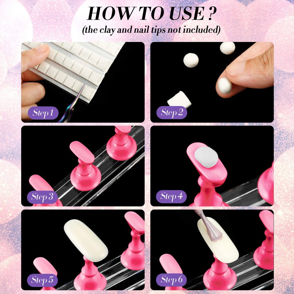 Blulu magnetic nail tip display black stand for salon-style practice.