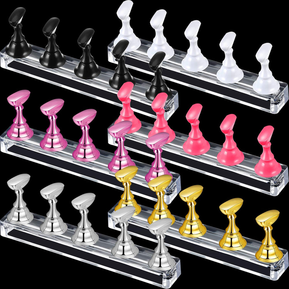 Blulu magnetic nail tip display gold stand for easy practice and professional showcasing.