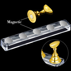 Blulu magnetic nail tip display light pink stand for home nail art drills.