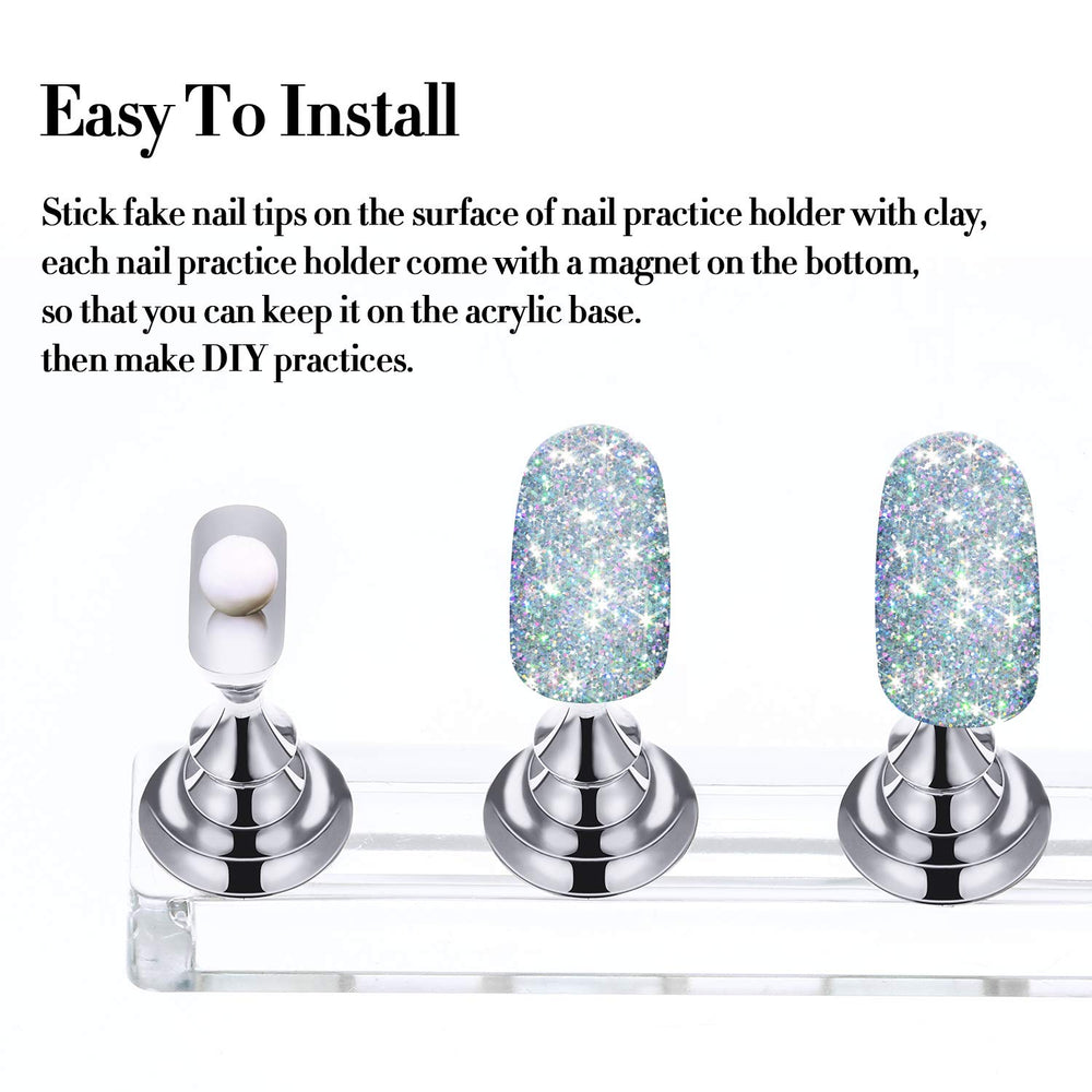 Blulu magnetic nail tip display white stand for repeatable design previews.