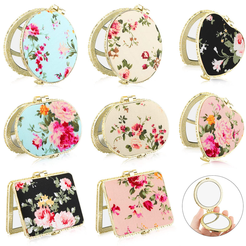 Blulu rectangle floral compact mirror with gold edge for quick touch-ups.