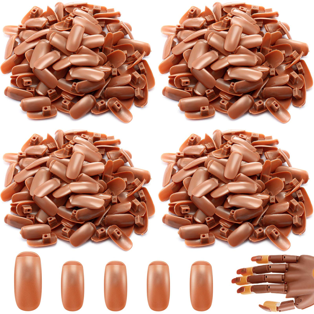 Blulu 400-piece replacement nail tips for practice and salon display.