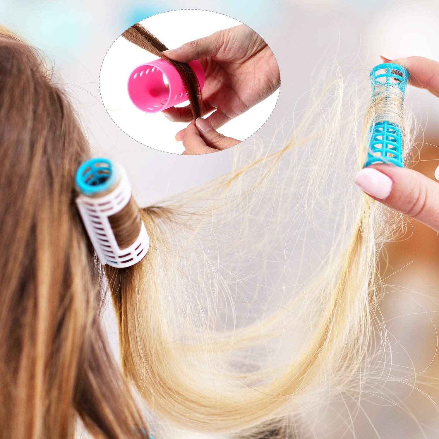 Blulu rollers in action creating soft curls with natural volume