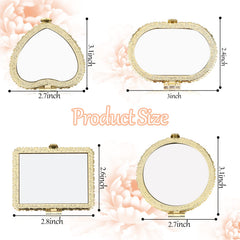 Blulu round floral compact mirror with gold edge for purse carry.