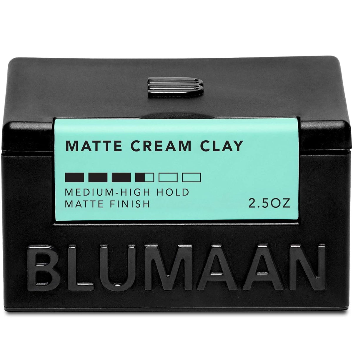 BluMaan Matte Cream Clay pack shot shows versatile hold and matte finish.
