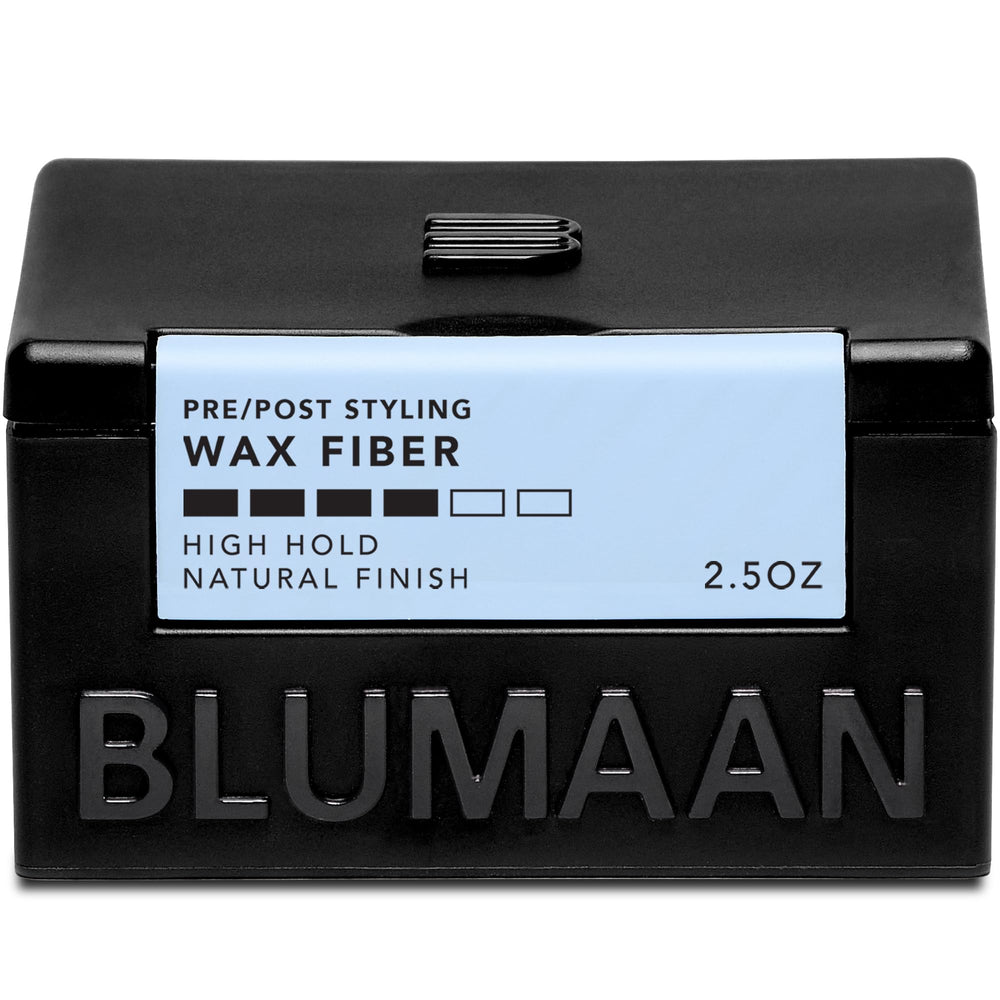 BluMaan Meraki Wax Fiber bottle shown with a natural matte finish for subtle styling