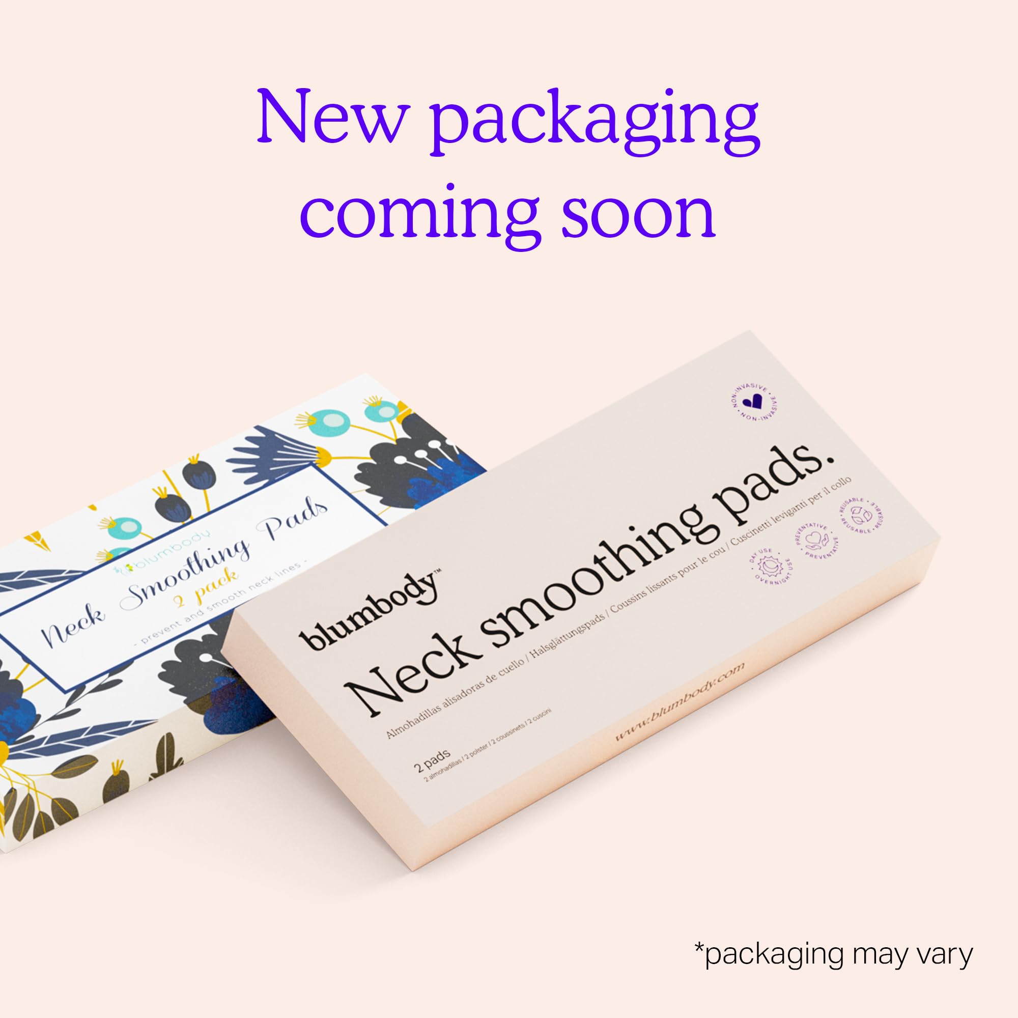 BLUMBODY packaging label highlights premium neck care