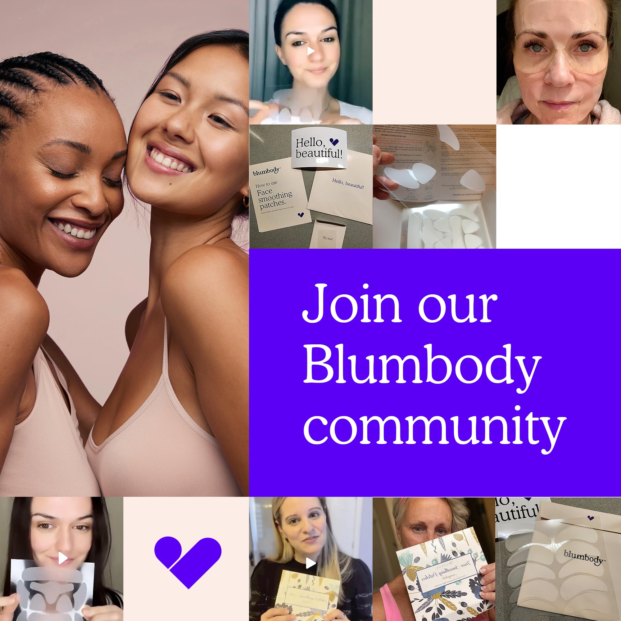 BLUMBODY night time skincare setup with patches on décolleté