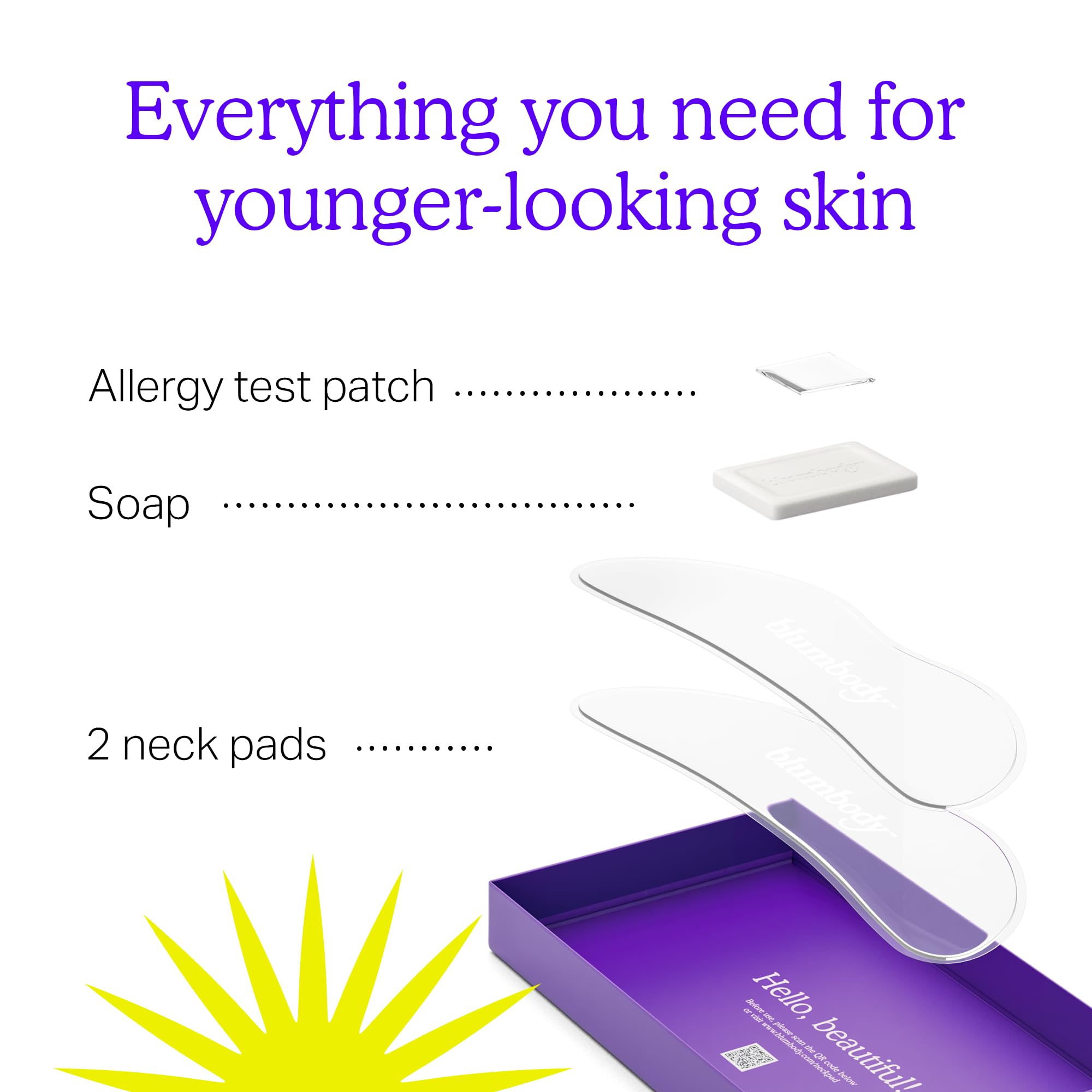 BLUMBODY reusable patches shown with care instructions for 15–20 uses